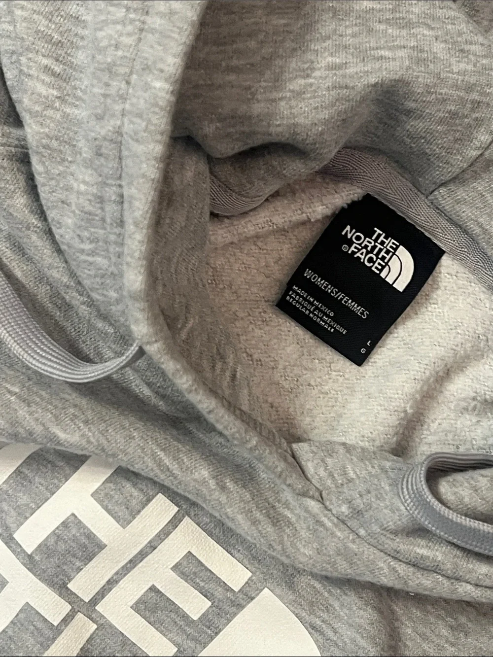 The North Face - Light Gray Logo Pullover Hoodie, Great Condition! Size L - Picture 6 of 10